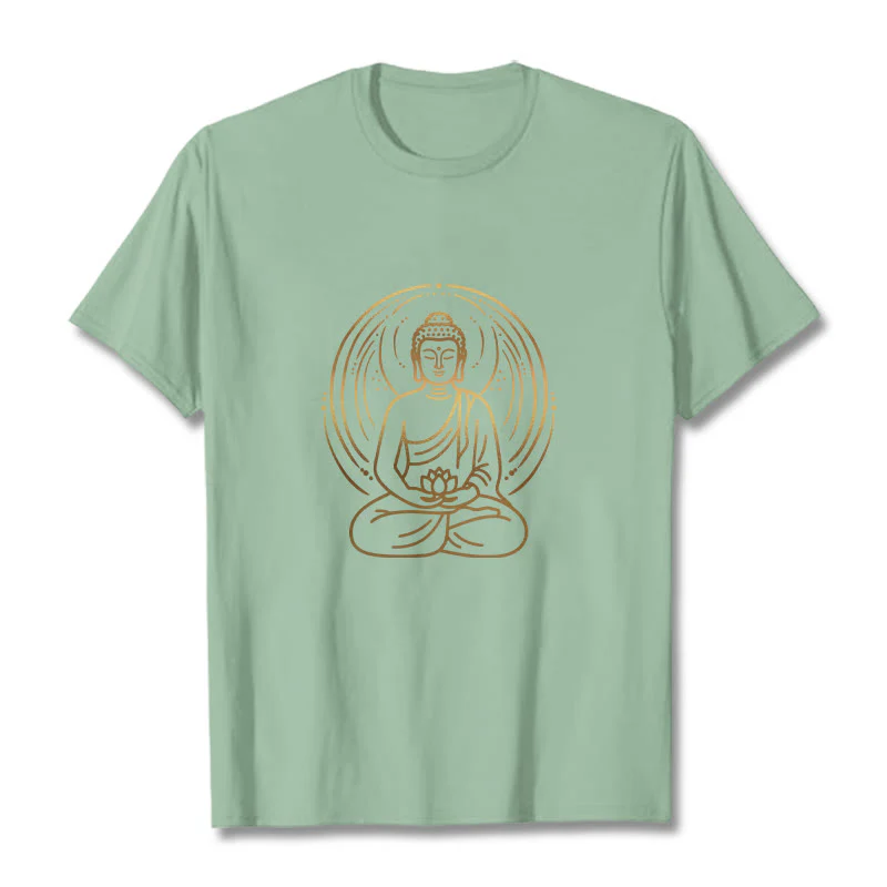 Maglietta Buddha Stones e alone di meditazione del Buddha che tiene in mano un fiore di loto - Image 15