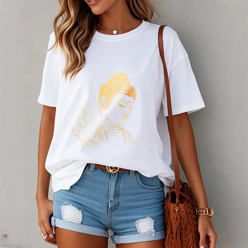 Maglietta Buddha Stones Golden Leaves Meditation Buddha Tee - Image 8