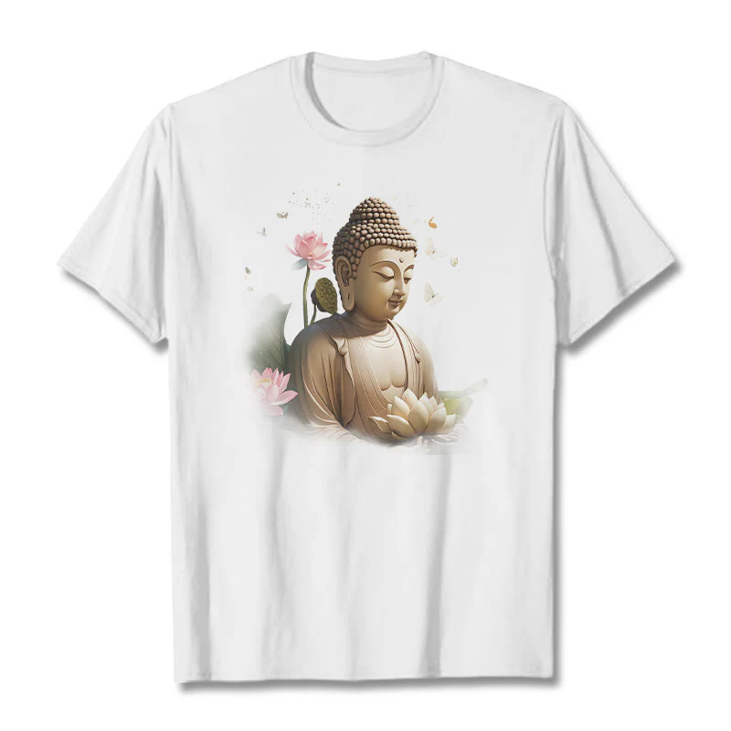 Maglietta Buddha Stones Lotus Butterfly Meditazione Buddha Tee
