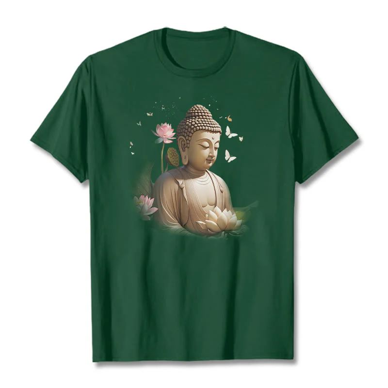 Maglietta Buddha Stones Lotus Butterfly Meditazione Buddha Tee - Image 10