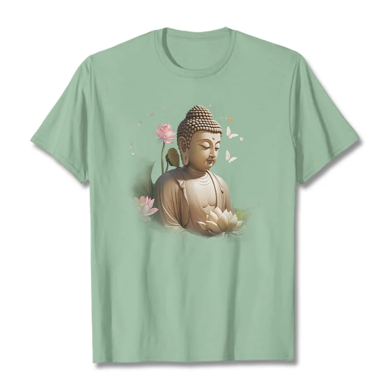 Maglietta Buddha Stones Lotus Butterfly Meditazione Buddha Tee - Image 14