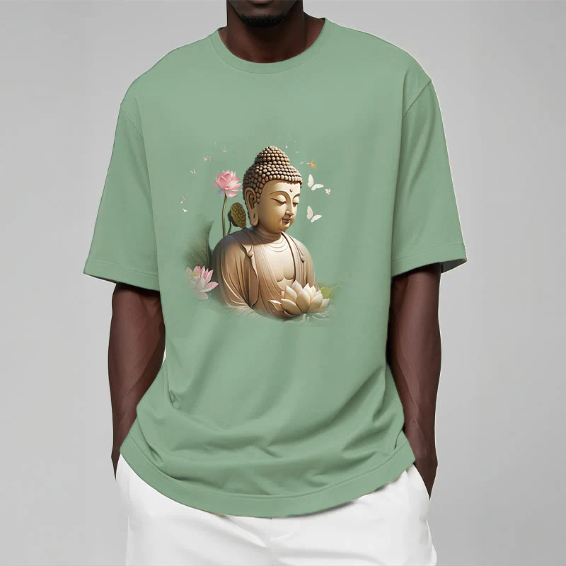Maglietta Buddha Stones Lotus Butterfly Meditazione Buddha Tee - Image 15