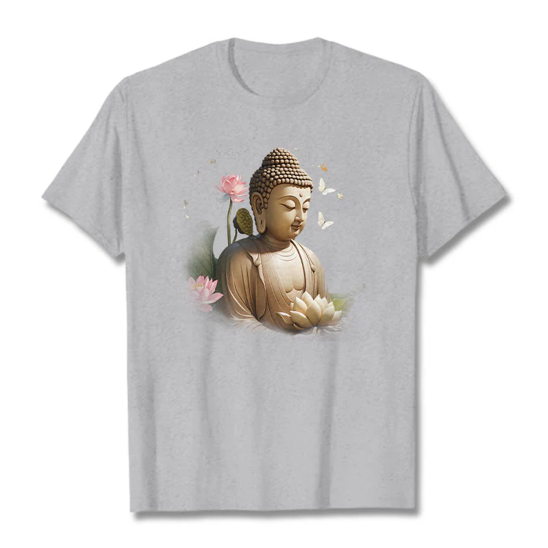 Maglietta Buddha Stones Lotus Butterfly Meditazione Buddha Tee - Image 19
