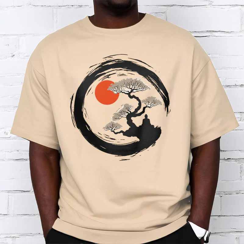 Maglietta Buddha Stones Red Sun Pine Zen Circle Meditazione Buddha Tee - Image 20