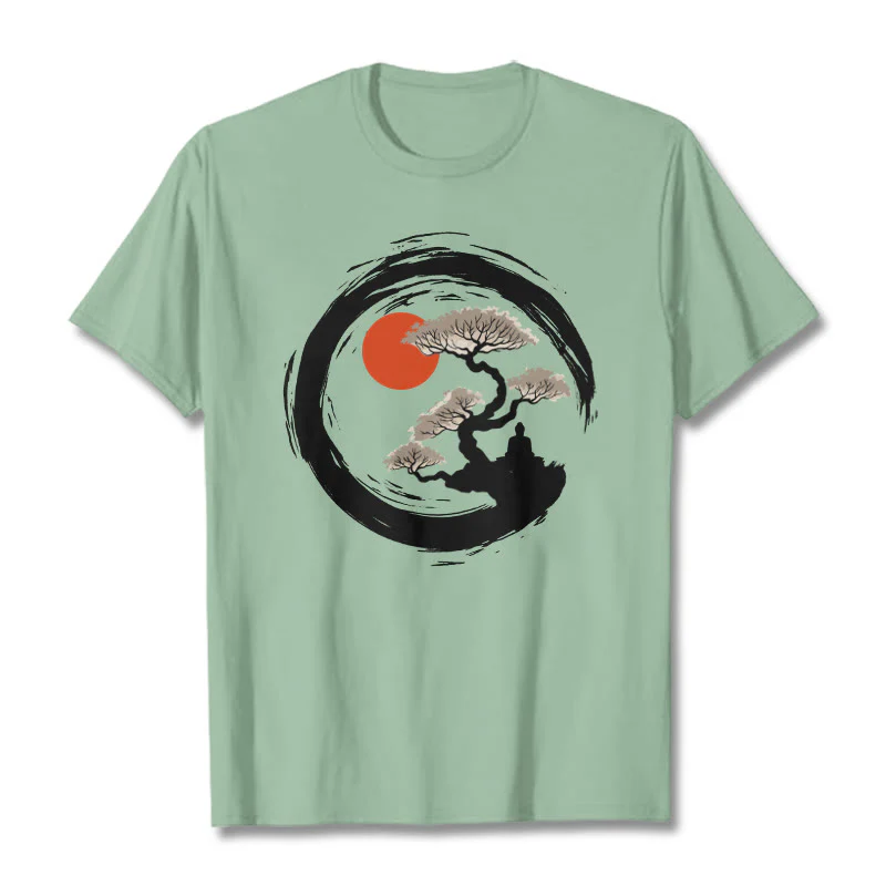 Maglietta Buddha Stones Red Sun Pine Zen Circle Meditazione Buddha Tee - Image 30