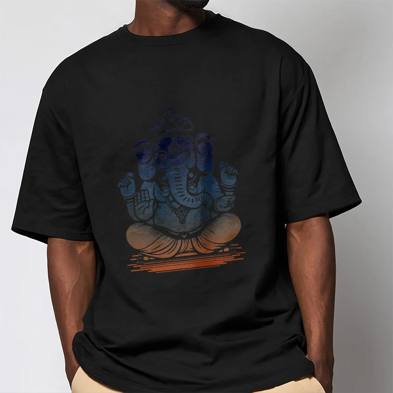 Maglietta con motivo a elefante Ganesh in meditazione con Buddha Stones - Image 6