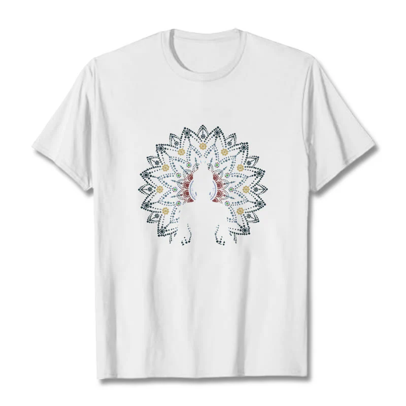 Maglietta con motivo Buddha Stones Mandala Flower Sereno Buddha seduto