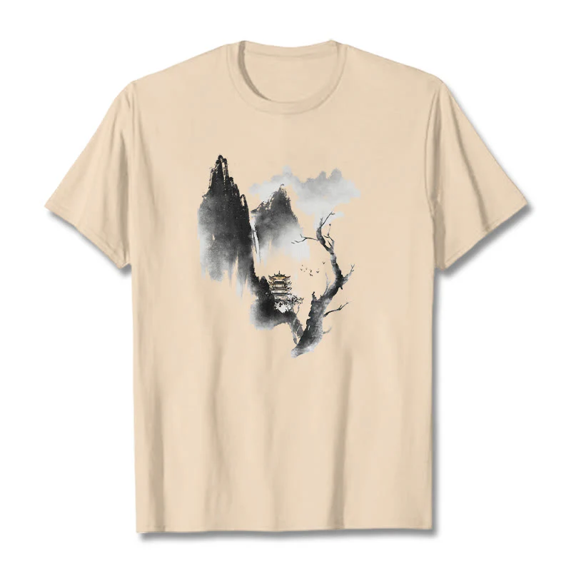 Maglietta con motivo Buddha Stones Pavilion Tree Geese Around The Mountains - Image 10