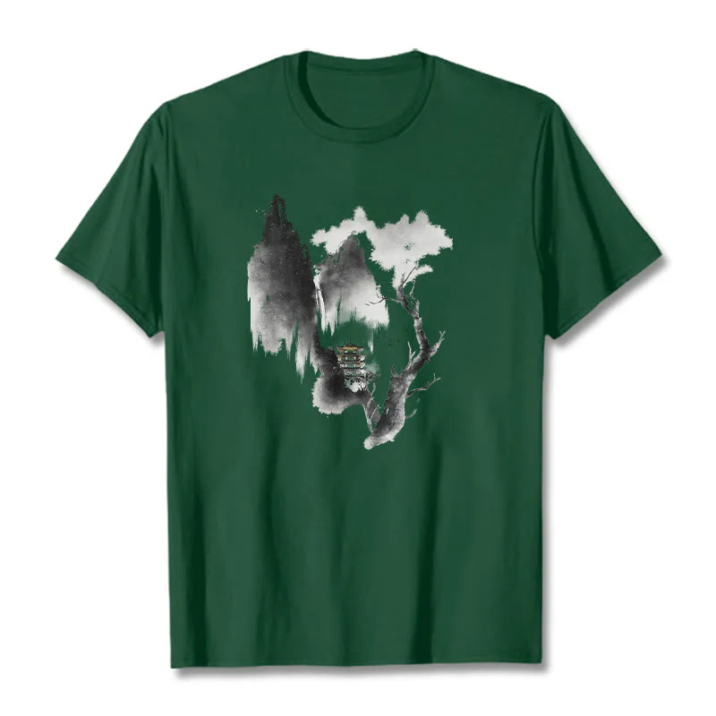 Maglietta con motivo Buddha Stones Pavilion Tree Geese Around The Mountains - Image 12