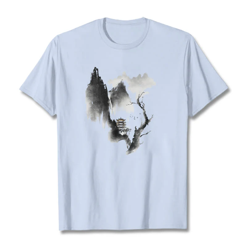 Maglietta con motivo Buddha Stones Pavilion Tree Geese Around The Mountains - Image 20