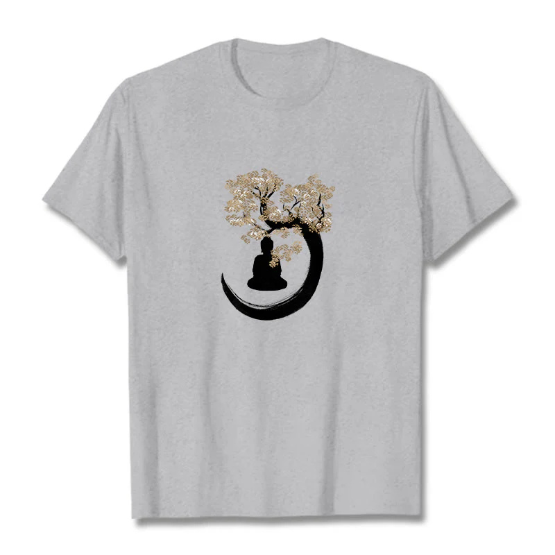 Maglietta in cotone con Buddha Stones Buddha seduto sotto l'albero - Image 15
