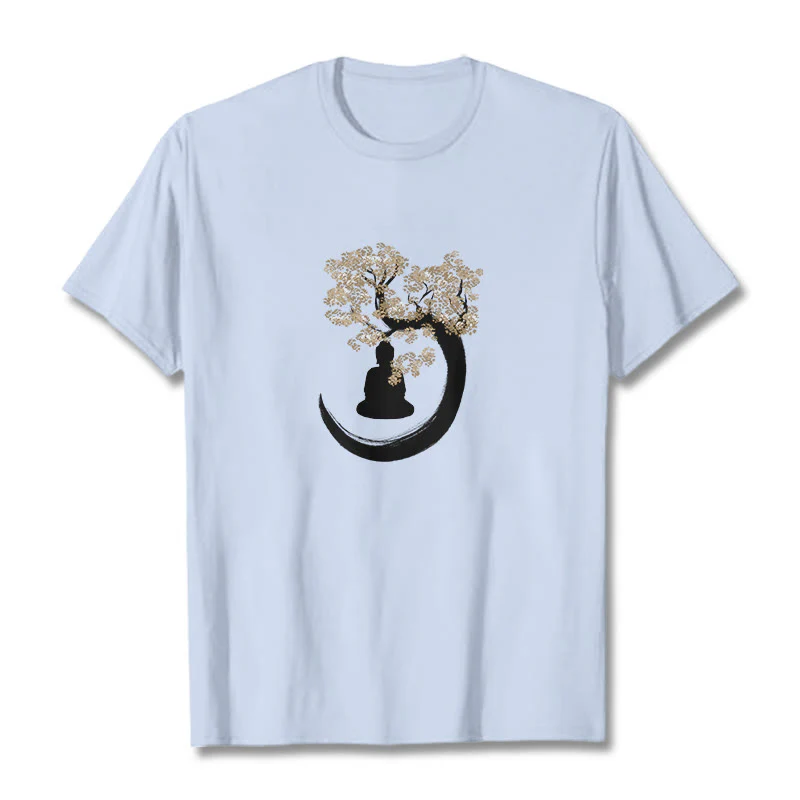Maglietta in cotone con Buddha Stones Buddha seduto sotto l'albero - Image 16