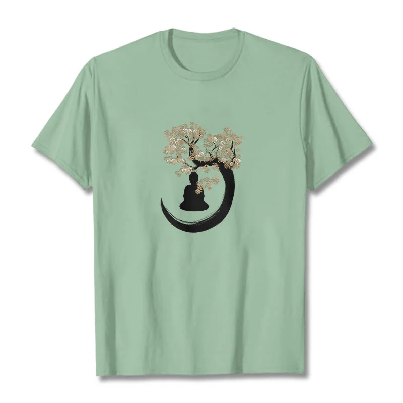 Maglietta in cotone con Buddha Stones Buddha seduto sotto l'albero - Image 17