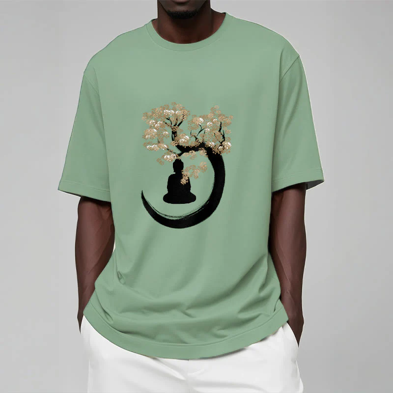 Maglietta in cotone con Buddha Stones Buddha seduto sotto l'albero - Image 18