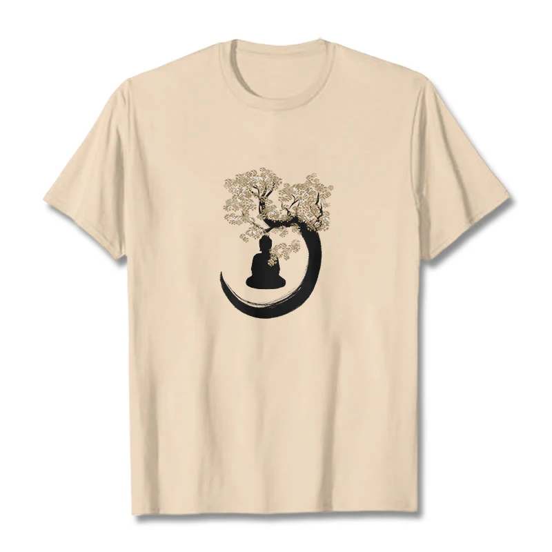 Maglietta in cotone con Buddha Stones Buddha seduto sotto l'albero - Image 4