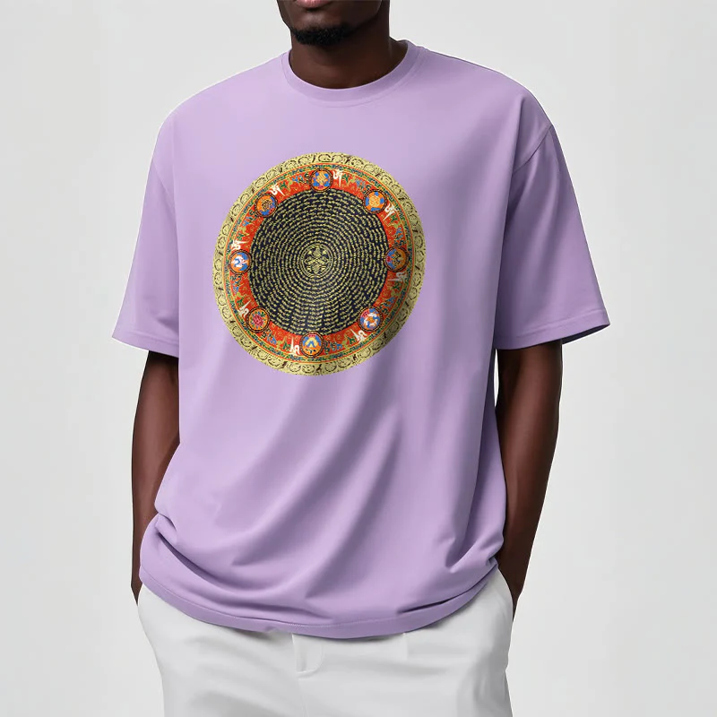 Maglietta in cotone con Buddha Stones Om Mani Padme Hum, otto simboli di buon auspicio - Image 18