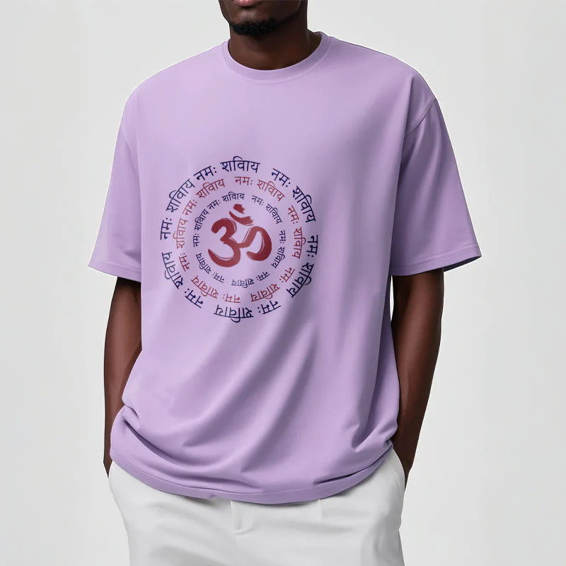 Maglietta in cotone con carattere mantra OM Buddha Stones Sanscrito - Image 18