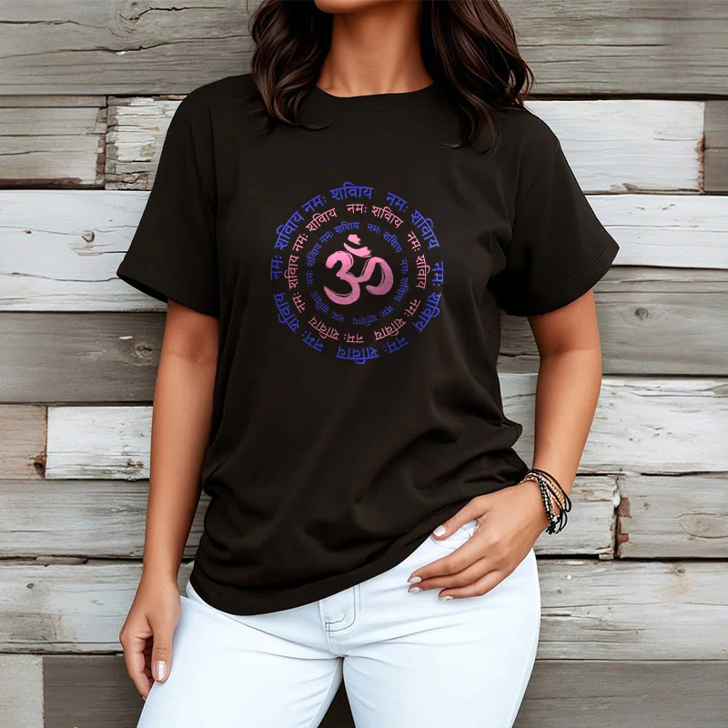 Maglietta in cotone con carattere mantra OM Buddha Stones Sanscrito - Image 25