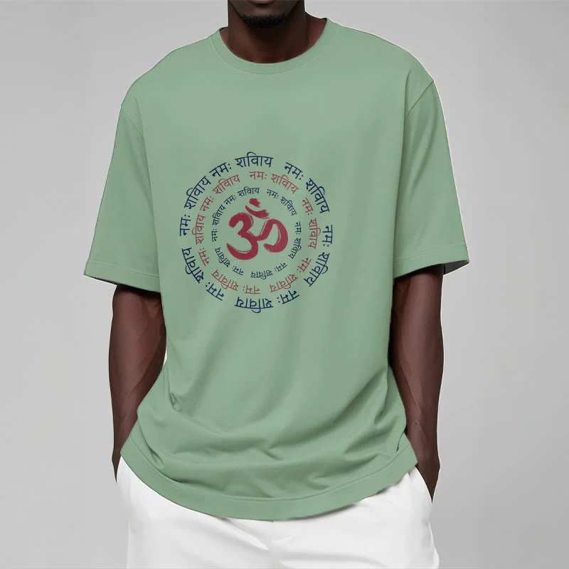 Maglietta in cotone con carattere mantra OM Buddha Stones Sanscrito - Image 36