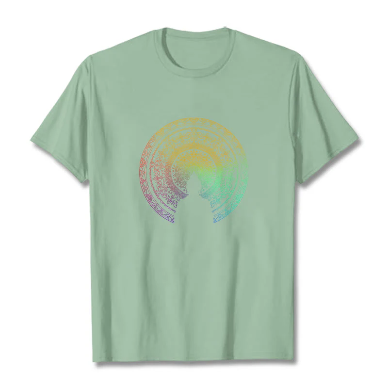 Maglietta in cotone con mandala e Buddha Stones, sfumatura colorata - Image 13