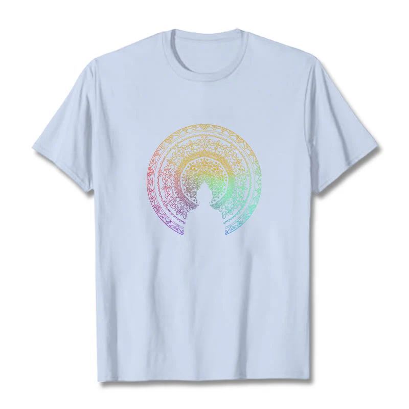 Maglietta in cotone con mandala e Buddha Stones, sfumatura colorata - Image 15