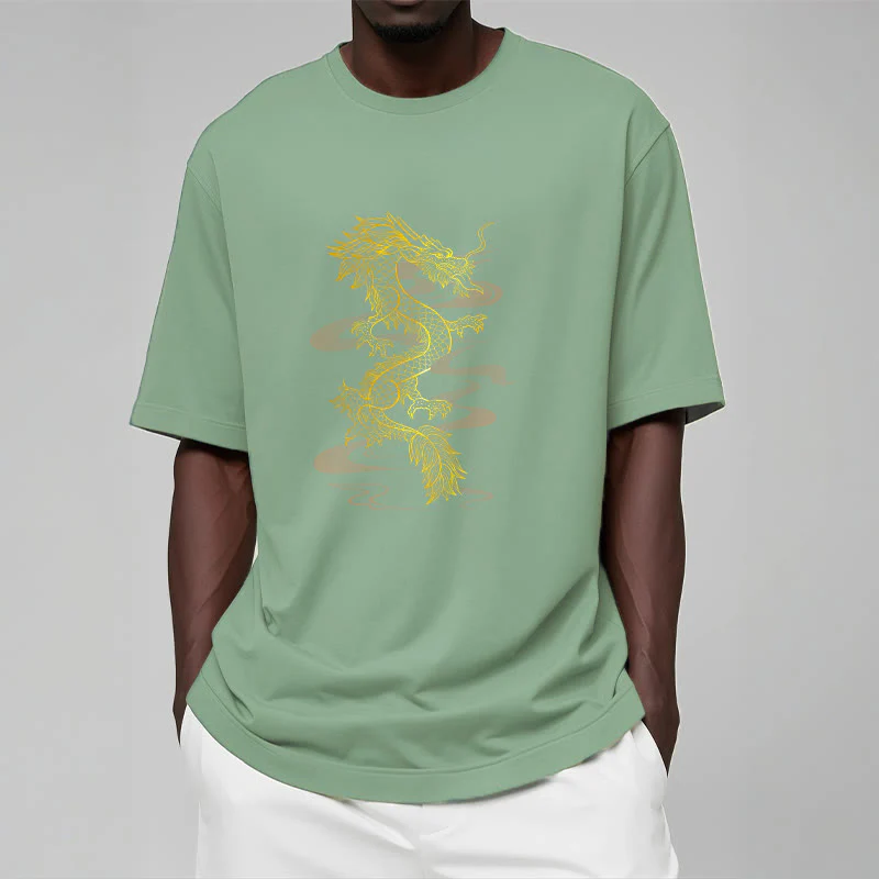 Maglietta in cotone con motivo Buddha Stones Golden Dragon - Image 16