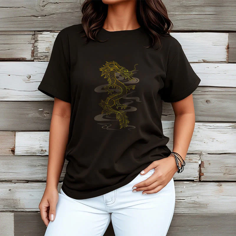 Maglietta in cotone con motivo Buddha Stones Golden Dragon - Image 4