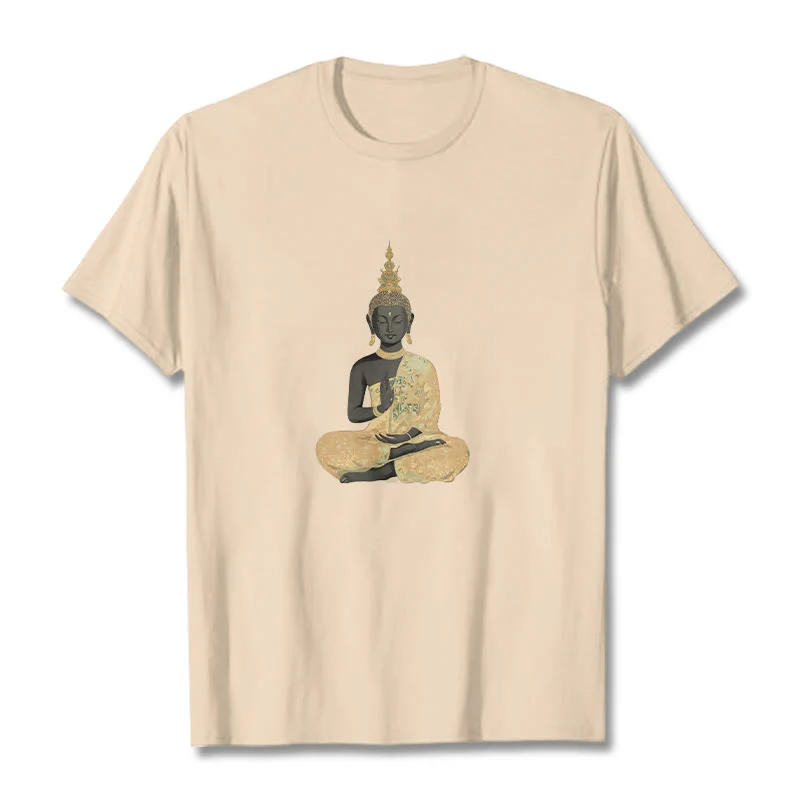 Maglietta in cotone con motivo Buddha Stones in meditazione