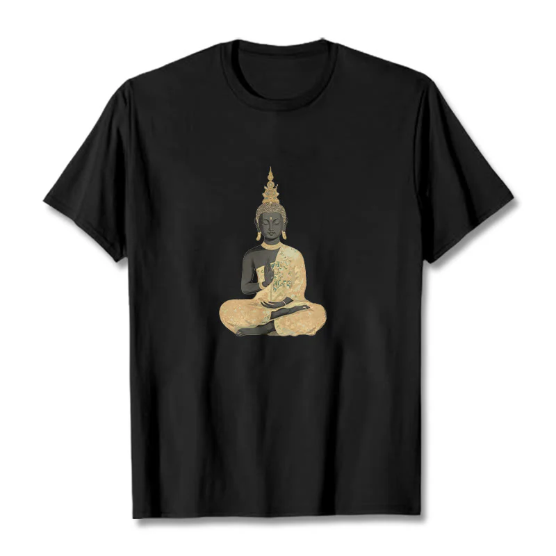 Maglietta in cotone con motivo Buddha Stones in meditazione - Image 11