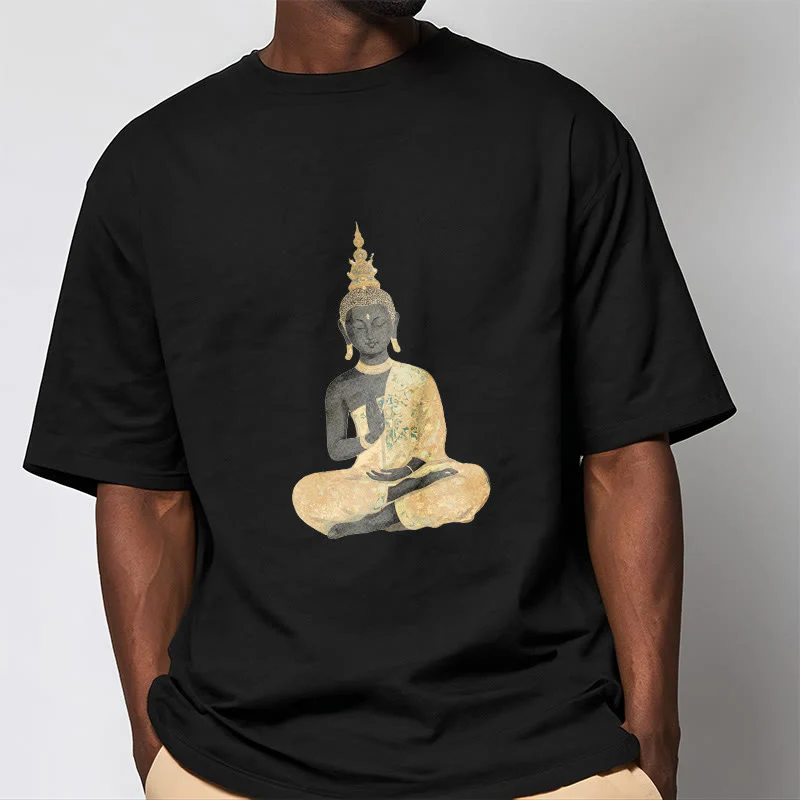 Maglietta in cotone con motivo Buddha Stones in meditazione - Image 12