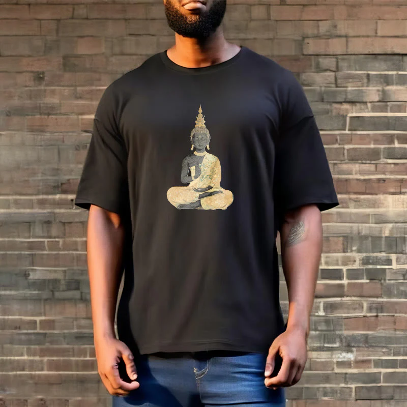 Maglietta in cotone con motivo Buddha Stones in meditazione - Image 13