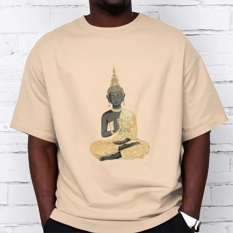Maglietta in cotone con motivo Buddha Stones in meditazione - Image 2