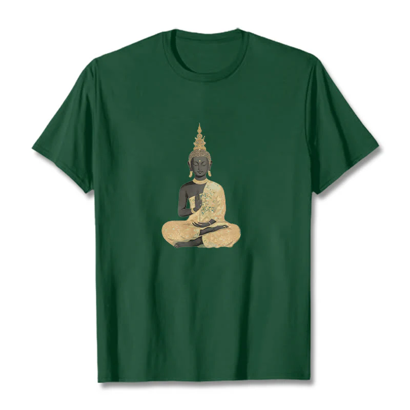 Maglietta in cotone con motivo Buddha Stones in meditazione - Image 4