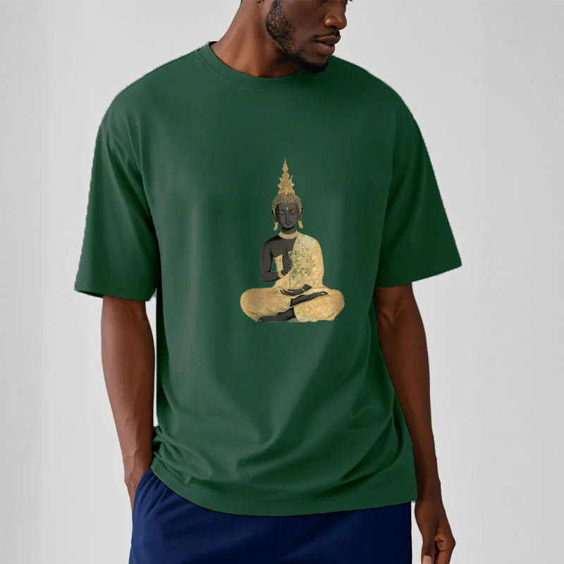 Maglietta in cotone con motivo Buddha Stones in meditazione - Image 5