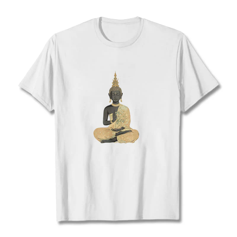 Maglietta in cotone con motivo Buddha Stones in meditazione - Image 6