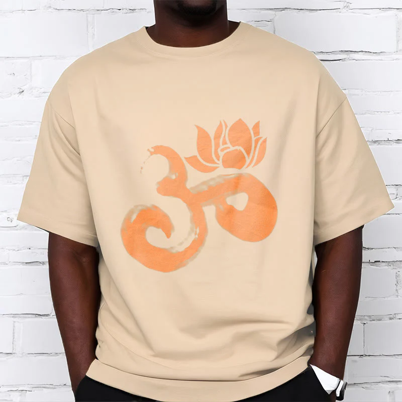 Maglietta in cotone con motivo Buddha Stones OM Lotus Flower - Image 3