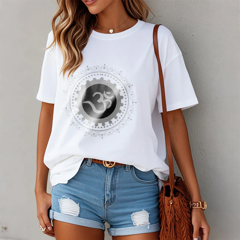 Maglietta in cotone con motivo Buddha Stones Om Mandala - Image 2