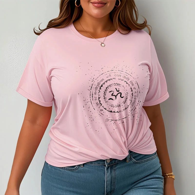 Maglietta in cotone con motivo mandala con Buddha Stones e simbolo Om e mantra - Image 14