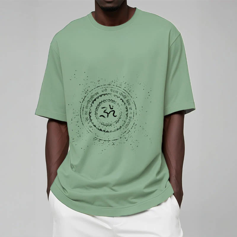 Maglietta in cotone con motivo mandala con Buddha Stones e simbolo Om e mantra - Image 16