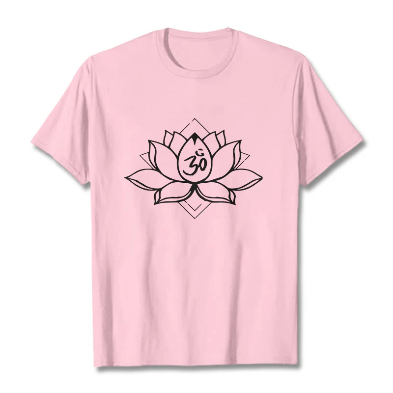 Maglietta in cotone con motivo sanscrito "Om" Buddha Stones, Lotus in fiore - Image 13