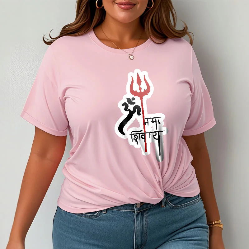 Maglietta in cotone con profilo del tridente rosso Buddha Stones OM NAMAH SHIVAYA - Image 10