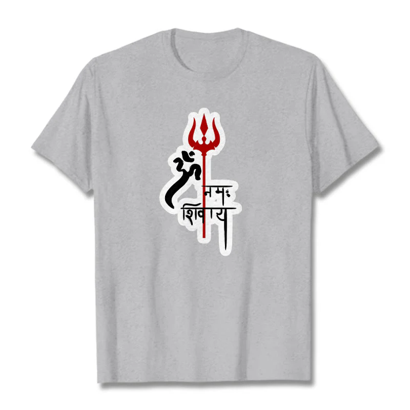 Maglietta in cotone con profilo del tridente rosso Buddha Stones OM NAMAH SHIVAYA - Image 18