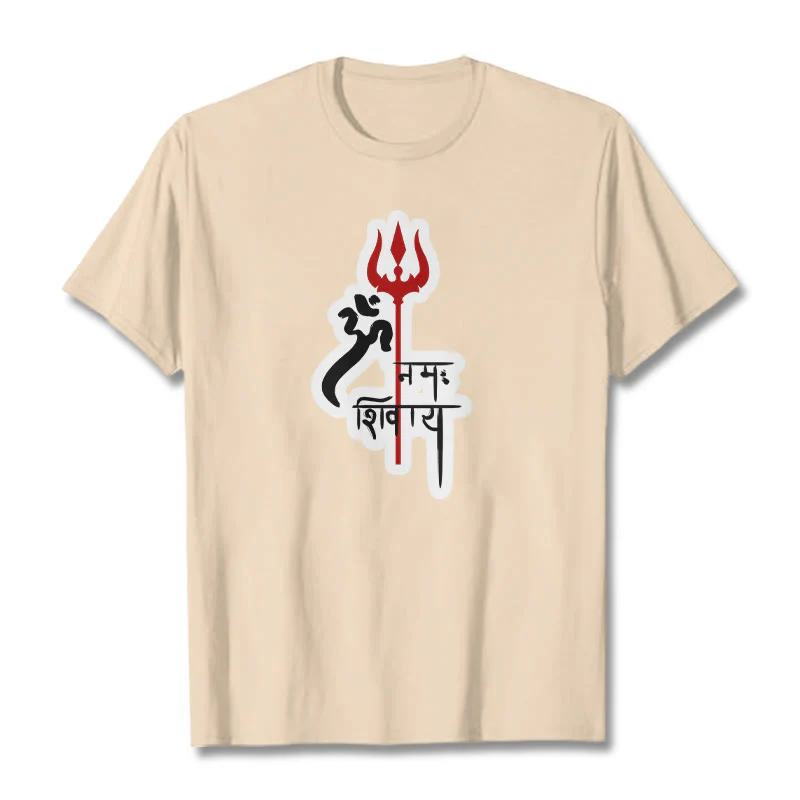 Maglietta in cotone con profilo del tridente rosso Buddha Stones OM NAMAH SHIVAYA - Image 19