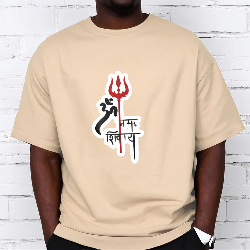 Maglietta in cotone con profilo del tridente rosso Buddha Stones OM NAMAH SHIVAYA - Image 20