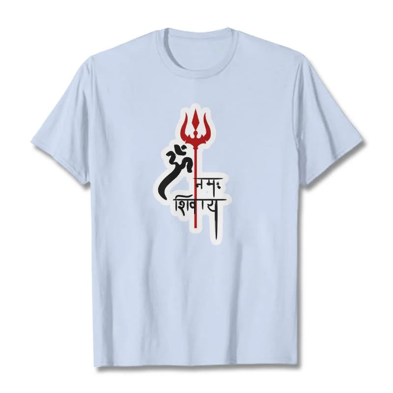 Maglietta in cotone con profilo del tridente rosso Buddha Stones OM NAMAH SHIVAYA - Image 6