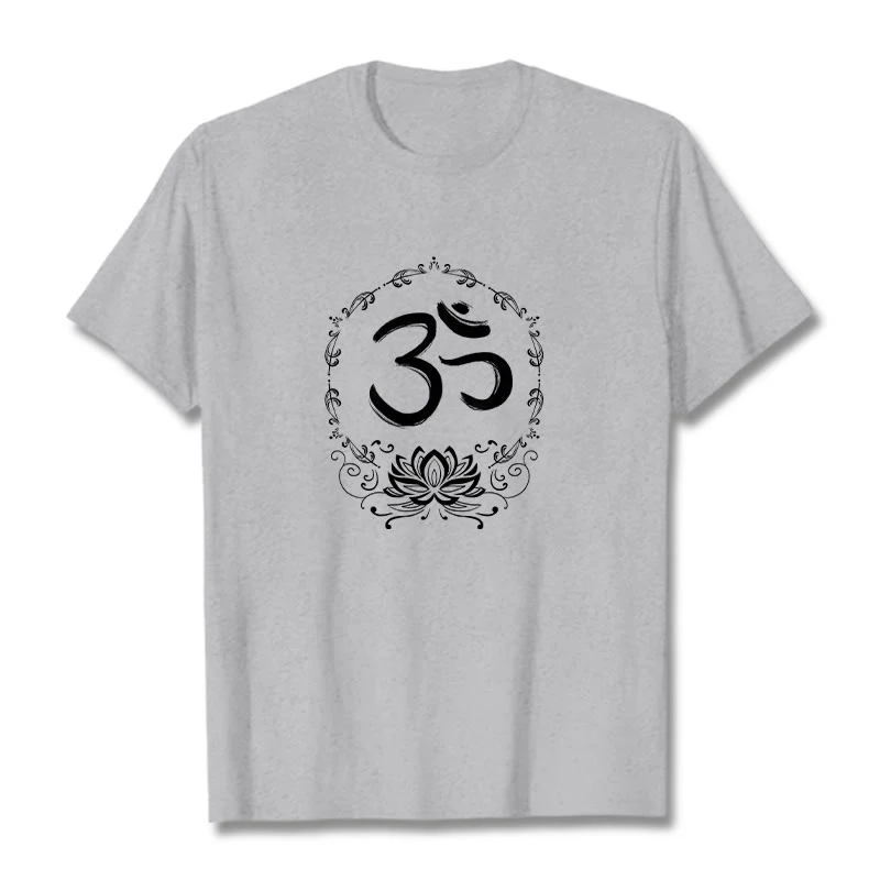 Maglietta in cotone con schizzo Buddha Stones OM Lotus - Image 11