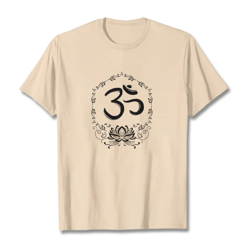 Maglietta in cotone con schizzo Buddha Stones OM Lotus - Image 12