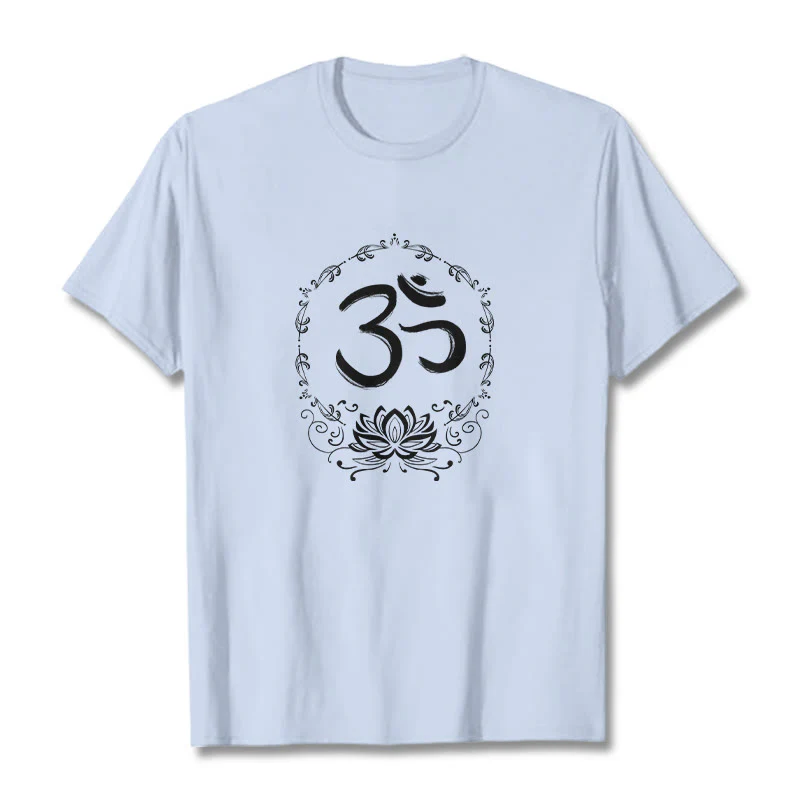 Maglietta in cotone con schizzo Buddha Stones OM Lotus - Image 14