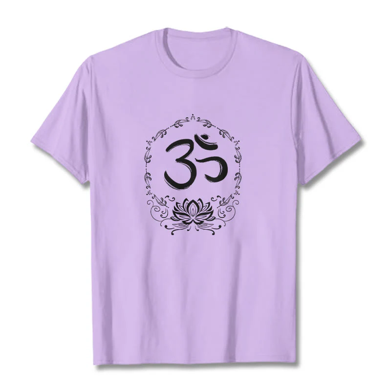 Maglietta in cotone con schizzo Buddha Stones OM Lotus - Image 17