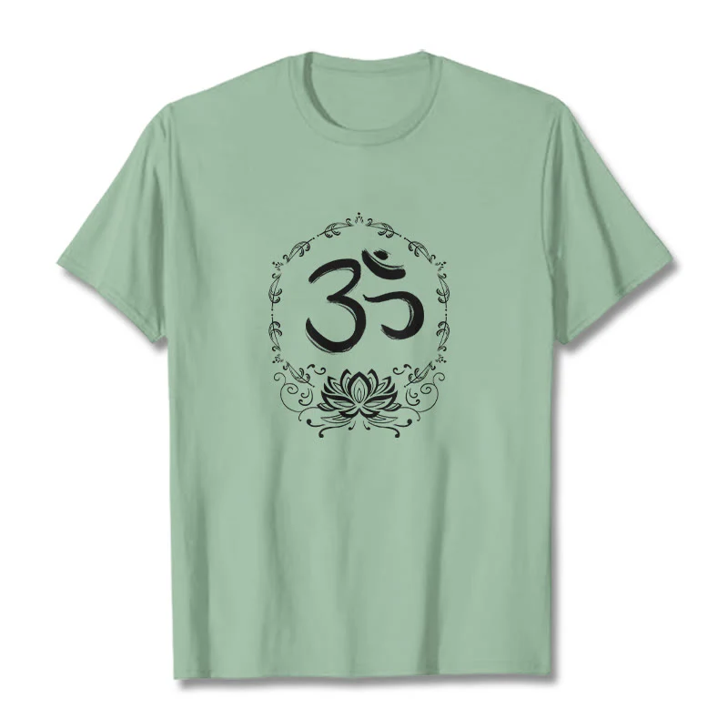 Maglietta in cotone con schizzo Buddha Stones OM Lotus - Image 19